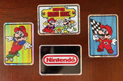 1990 Nintendo Hologram Sticker Lot (4) Super Mario Bros Prismatic Vending