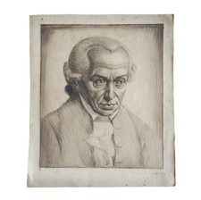 Immanuel Kant (1724–1804) Porträt Radierung – Bleistift signiert 35,5x30,5 cm