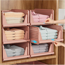 5 Pack Stackable Closet Organizer Box, Multifunctional  Foldable Closet Storage