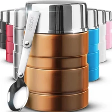 Stainless steel thermo hot food 17oz folding spoon vacuum insulated container