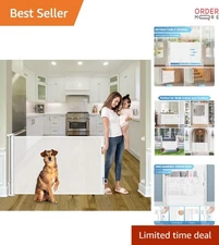 Retractable Baby Gate Mesh 56 Inch Wide Child Pet Safety Indoor Outdoor