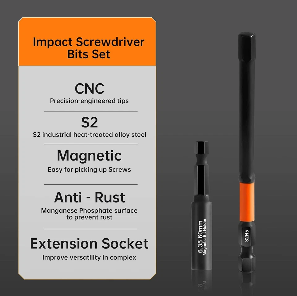 Allen Wrench Drill Bit Set for Impact Drivers - 20 Piece 4" Long Hex Black - Image 3 of 4
