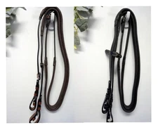 Leather Rubber Grip English Schooling Training Riding Reins 54" Black/ Brown