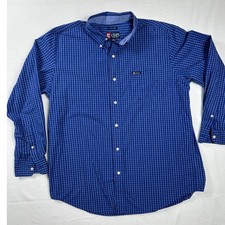 ATT# Stain Chaps Mens L/G Blue Plaid Long Sleeve Button Down Shirt