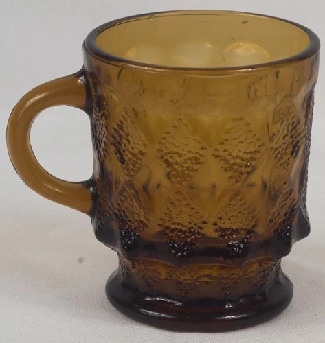 VTG MCM - Fire King Anchor Hocking Amber Kimberly Diamond Pattern Coffee Tea Mug