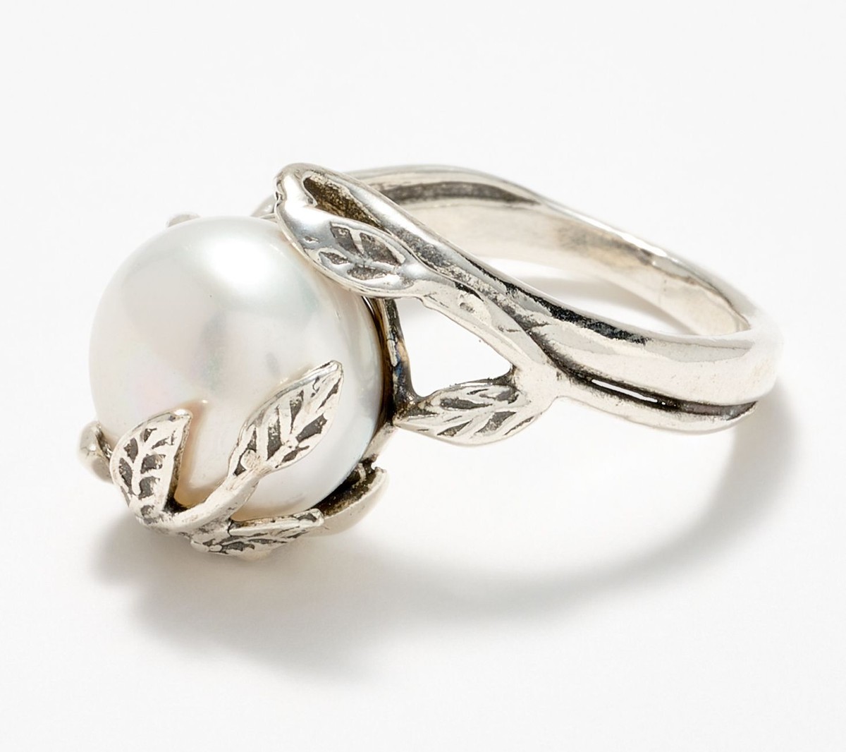 Or Paz Sterling Silver Cultured Pearl Leaf Ring, Size 8 | eBay