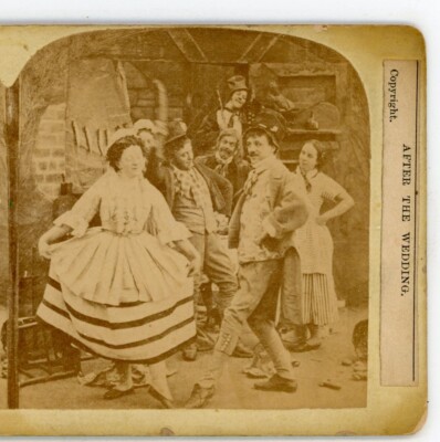 After The Wedding Dancing Victorian Genre Stereoview
