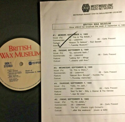 RADIO SHOW: BRITISH WAX MUSEUM 9/4/89 HUMBLE PIE, ELO, WINGS, ROD STEWART