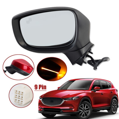 Red Side Mirror For 2017-2019 Mazda CX-5 Left Driver W/Blind Spot