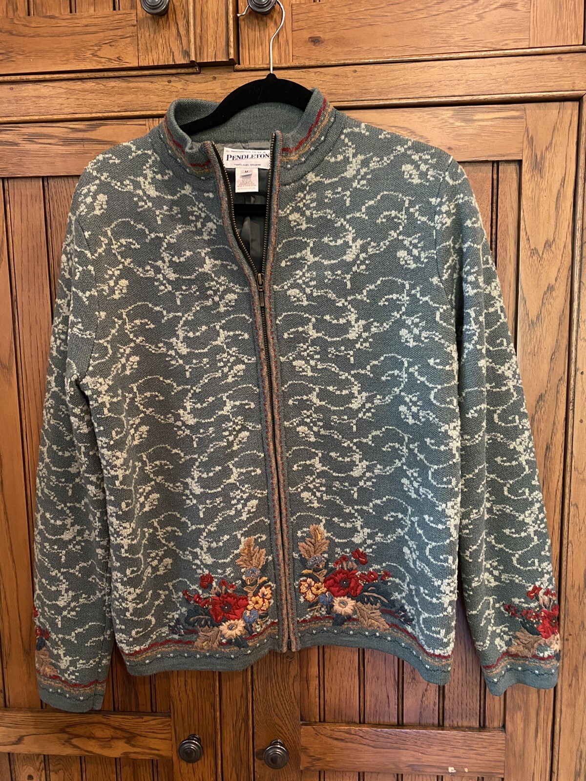 Pendleton Ladies M Wool Lined Zip Jacket Sage Gre… - image 1