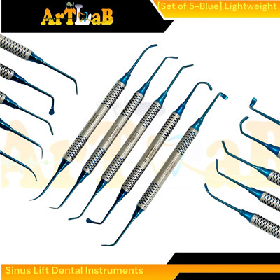 Set of 5pcs Sinus Lift Implant Dental Instruments, Lightweight Blue - Stainless