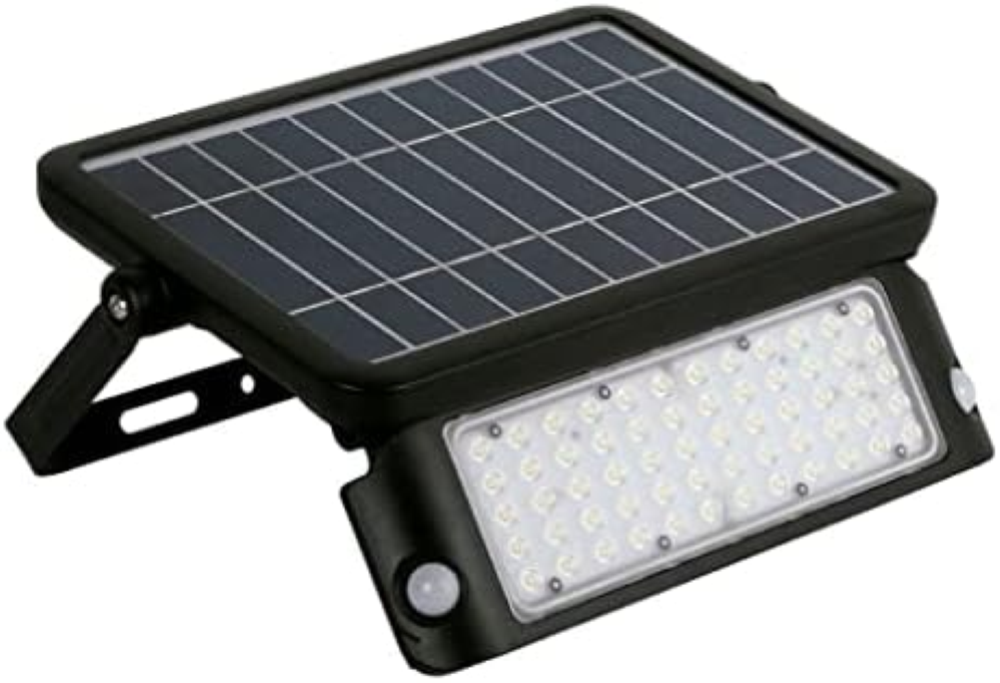 Proiettore LED solare 10 W, colore nero, temperatura di colore 6000 K. Ideale pe