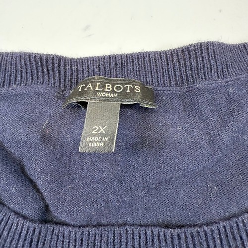 TALBOTS Women's Embroidered Crewneck Sweater Navy Blue Plus Size 2X - Picture 3 of 7