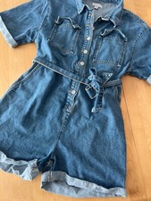 TOPSHOP DENIM BUTTON UP ROMPER W BELT SZ US 8 FESTIVAL