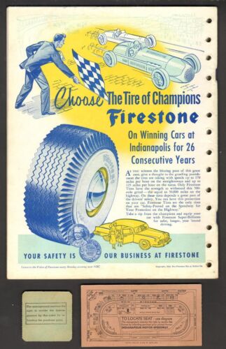 1950 INDY 500 ORIGINAL RACE TICKET STUB, TIME TRIALS STUB & PROGRAM w START GRID - Picture 2 of 2
