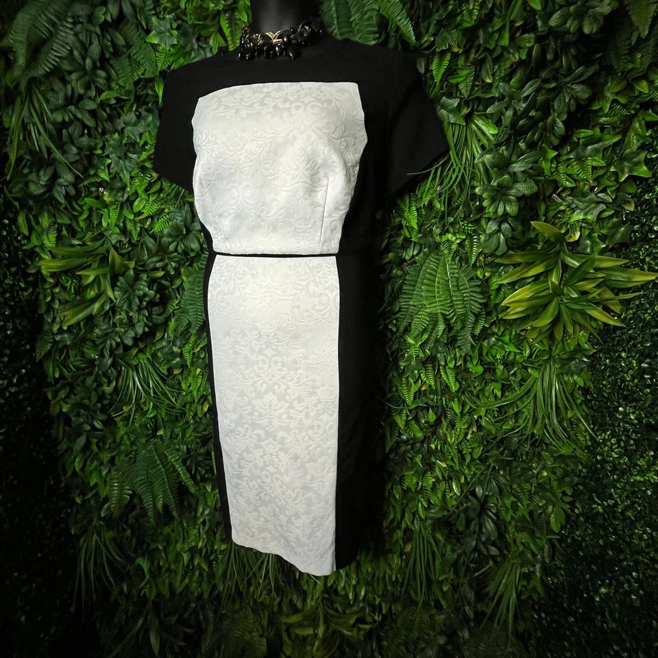 VESTIDO GRANERO Vestido Mujer 18 Negro Blanco Estampado Paisley Funda Manga Corta 0483 Foto 2 de 4