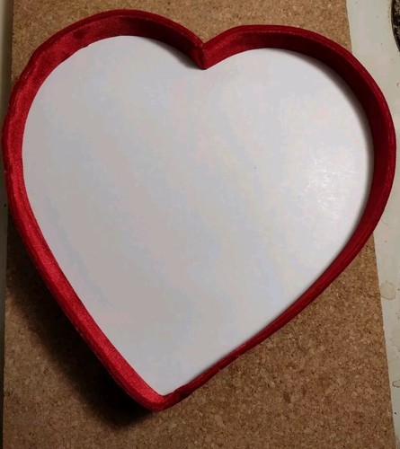 Vtg Valentine Red Velvet Heart Shape Corded Russel Stover Candy Box 10" & Liner - Picture 5 of 9