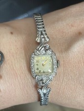 Hamilton Vintage Ladies 14K White Gold & Diamond Wristwatch