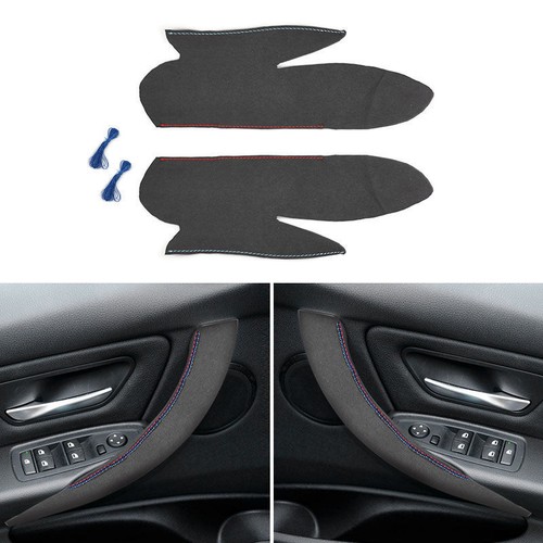 Car Interior Sewing Suede Leather Door Handle Trim For BMW 3 4 Series