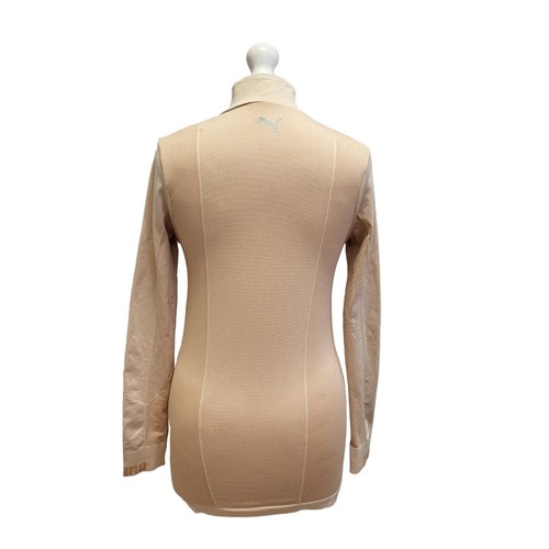 Puma Beige 1/4 Zip Long Sleeve Activewear Top Womens UK M I713 - Picture 3 of 4