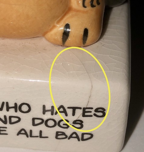 Enesco 4" Humor Garfield Cat Figurine Sign: Anyone who Hates Kids & Dogs .... - Picture 13 of 15