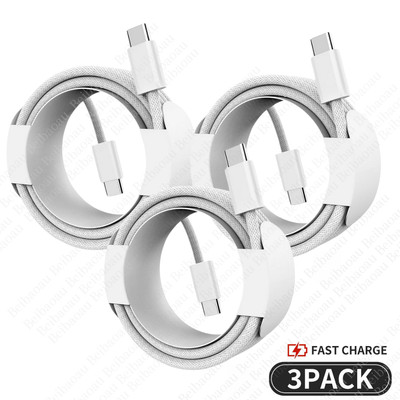 3x 60W USB C to USB C Cable Type C Fast Charging Cord For iPhone 15 Pro Max Plus
