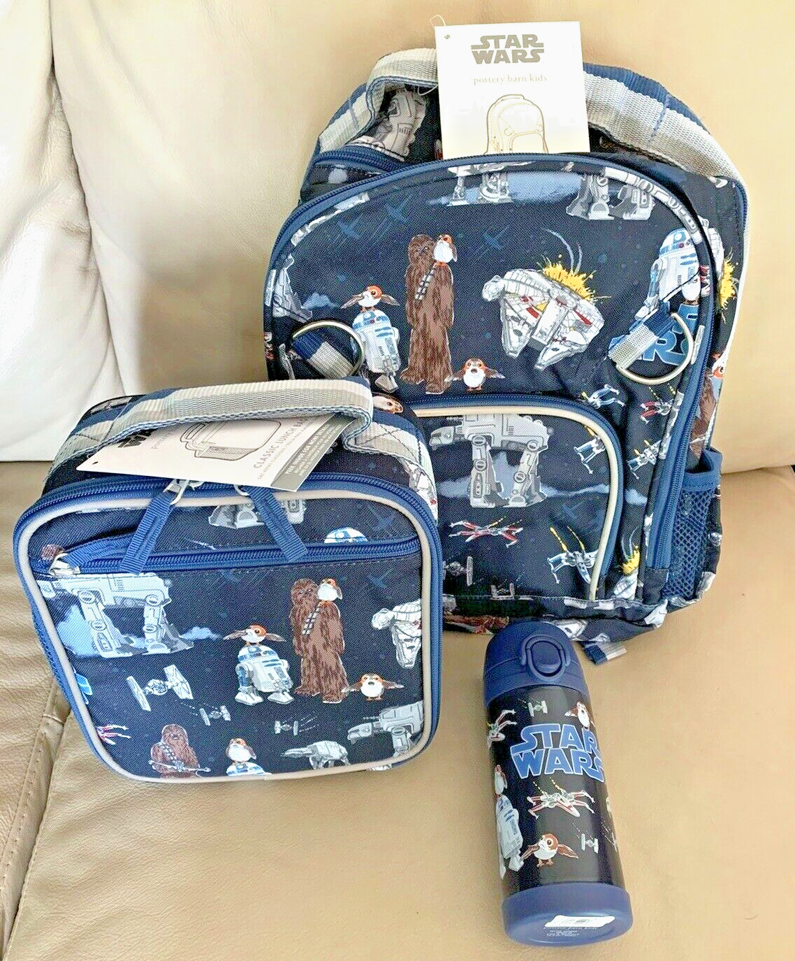 PONY ZAINO Pottery Barn scuola Disney STAR WARS SOLO + SCATOLA PRANZO + BORSA BOTTIGLIA ACQUA.