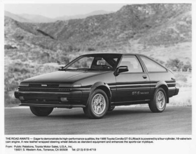 1986 Toyota Corolla GT-S Press Photo 0029 | eBay