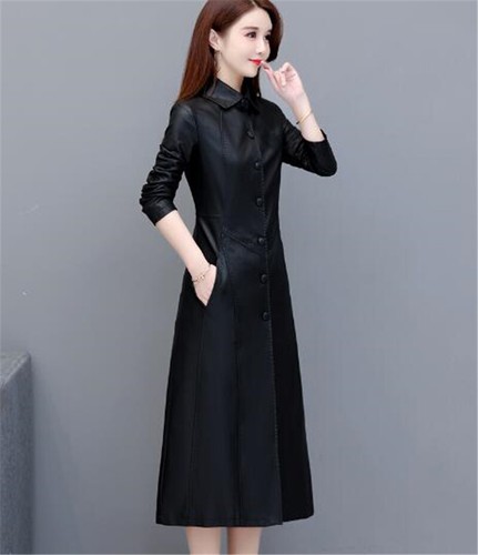 L-6XL Damen Wind Trenchcoat langer Reverskragen Mantel Jacke Oberbekleidung Leder - Bild 7 von 10