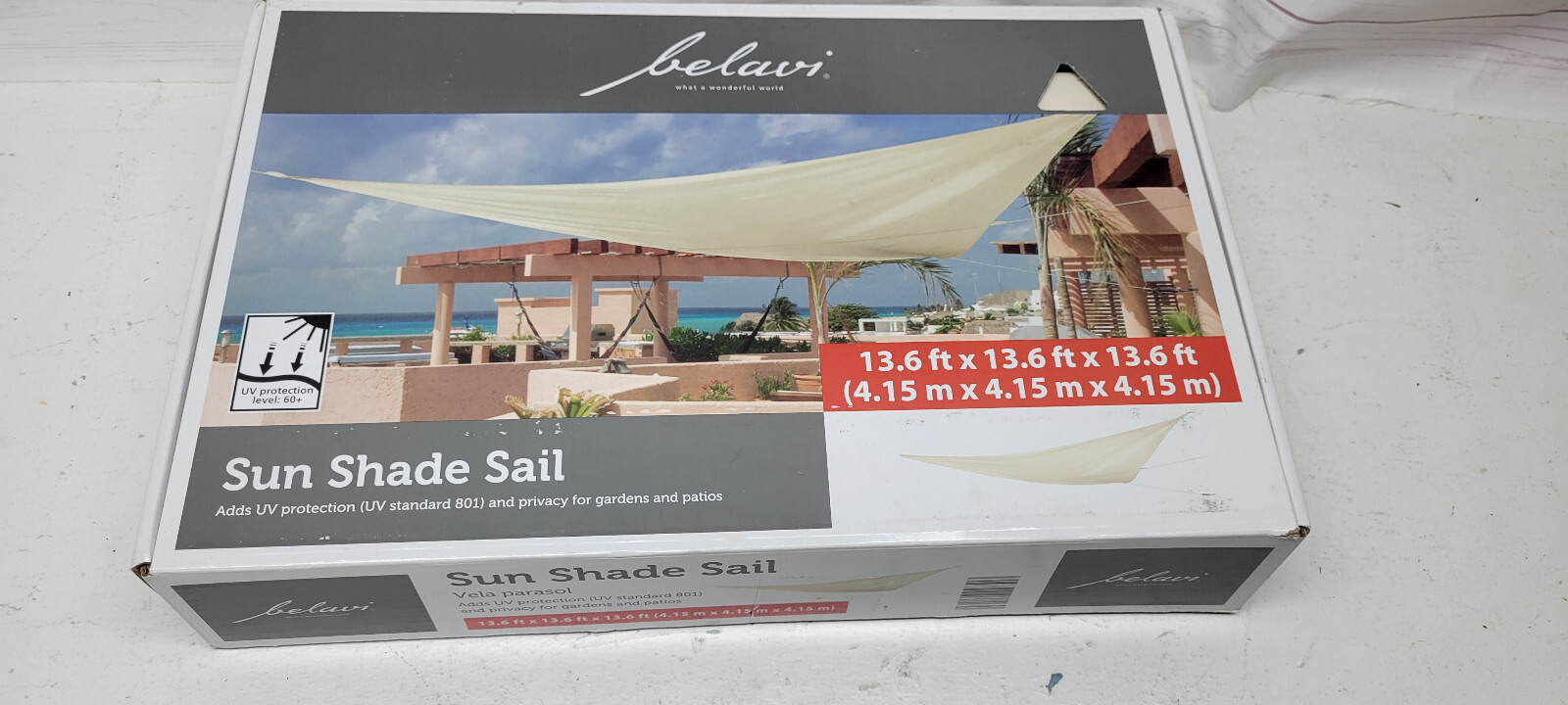 Belavi Triangle Sun Shade Sail Canopy Tan 13.6' eBay