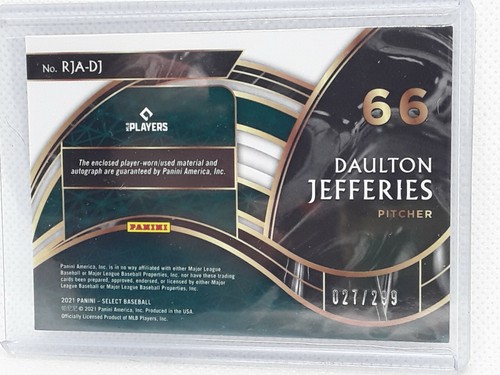 Daulton Jefferies 2021 Select Baseball PATCH AUTO RC (027/299) Oakland Athletics - Bild 2 von 2