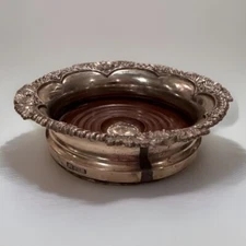 Vintage Corbell & Co. Silver Plate Wine Champagne Coaster Ornate Shell Design