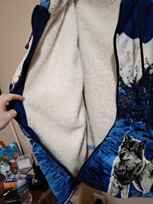 Wild Wear Wolf Jacket Mens 3XL Full Zip Winter Woods Fleece Wild Wear Wolf Jacket Mens 3XL Full Zip Winter Woods Fleece