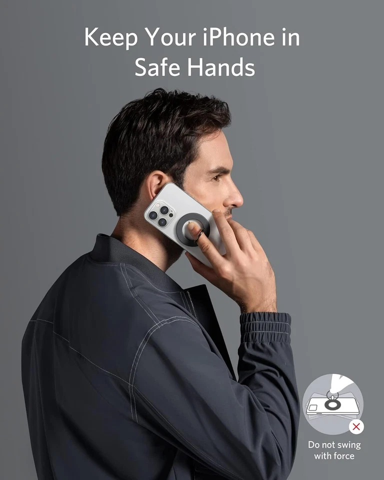 Soporte de anillo de agarre magnético para teléfono Anker soporte ajustable para iPhone 14/13/12 Foto 3 de 4