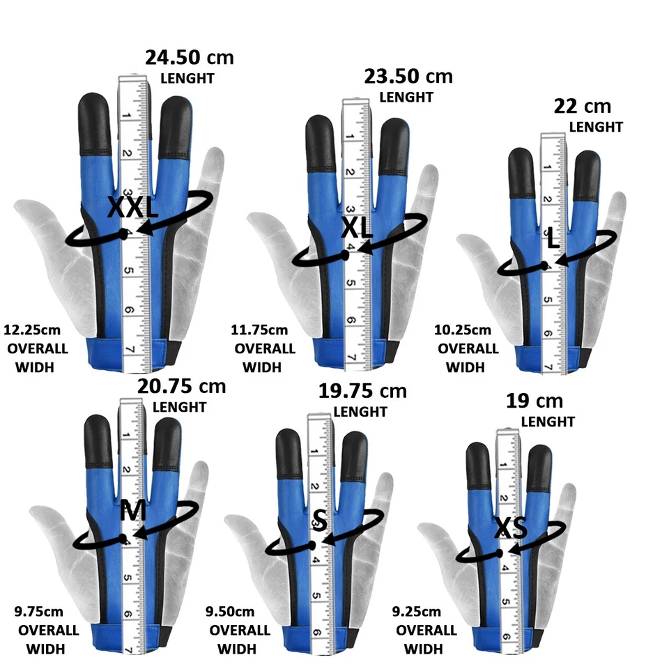 Archery Shooting 3 fingers glove 100% leather RIGHT HAND green blue red - Image 2 of 4