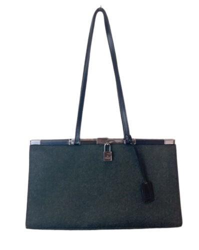 Gucci Felted Wool Handbag Leather Top Handle Shoulder Bag - Afbeelding 1 van 21