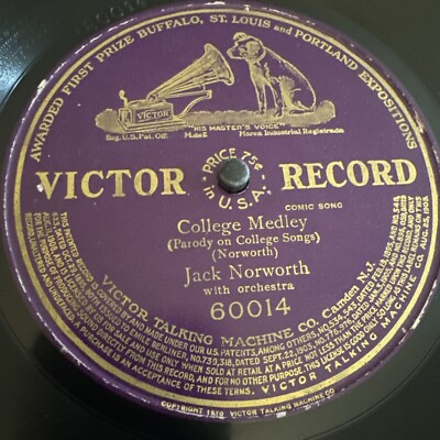 Victor 78 RPM Jack Norworth - College Medley 60014 V++