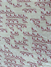Vintage Manes Tan Crimson Fabric PARTRIDGES HENS BIRDS FARMHOUSE CHIC STYLE