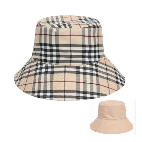 Beige Haymarket Plaid Bucket Hat Women 