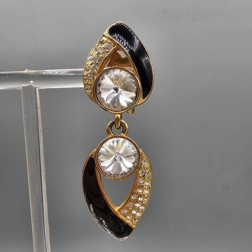 Vintage Bijoux Designs Earrings Pierced Ear Dangle Chunky Rhinestone Runway - Picture 3 of 10