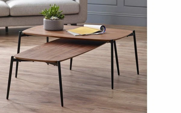 Walnut coffee table sale with metal legs