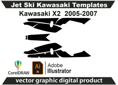 Jet Ski templates Kawasaki X2 2005 Vector Format Ai Cdr Ready for design J8