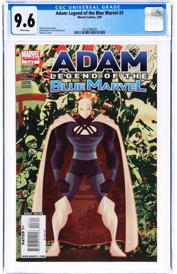 Adam: Legend of the Blue Marvel #3 (Marvel, 2009) CGC NM+ 9.6 White pages