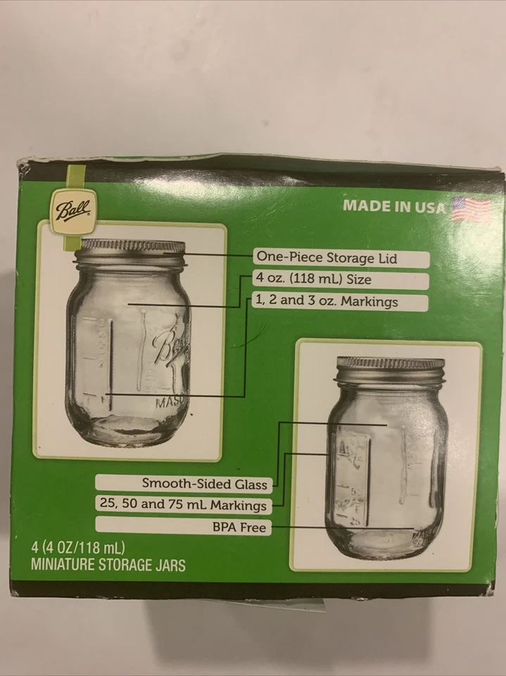 Mini tarro de almacenamiento bucal Ball de 4 oz. Paquete de 4 perfectos para fiestas de hierbas y especias Foto 4 de 4