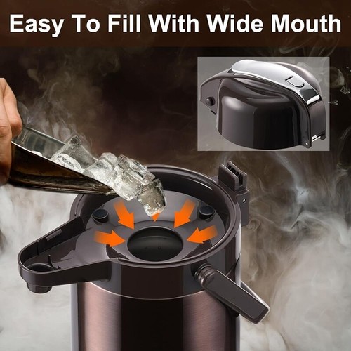Upgraded Airpot Coffee Carafe StainlessSteel Drink Dispenser Dual Pump Easyclean - Picture 6 of 8
