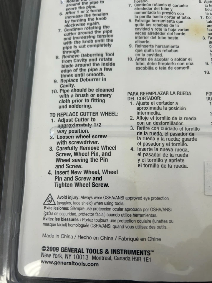 General Tools #126 Tubing/Pipe cutter 1/4" To 2-5/8"(6mm-67mm) - Image 3 of 4