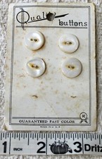 Vintage Quality Brand USA Made White Pearl Buttons Qty 4