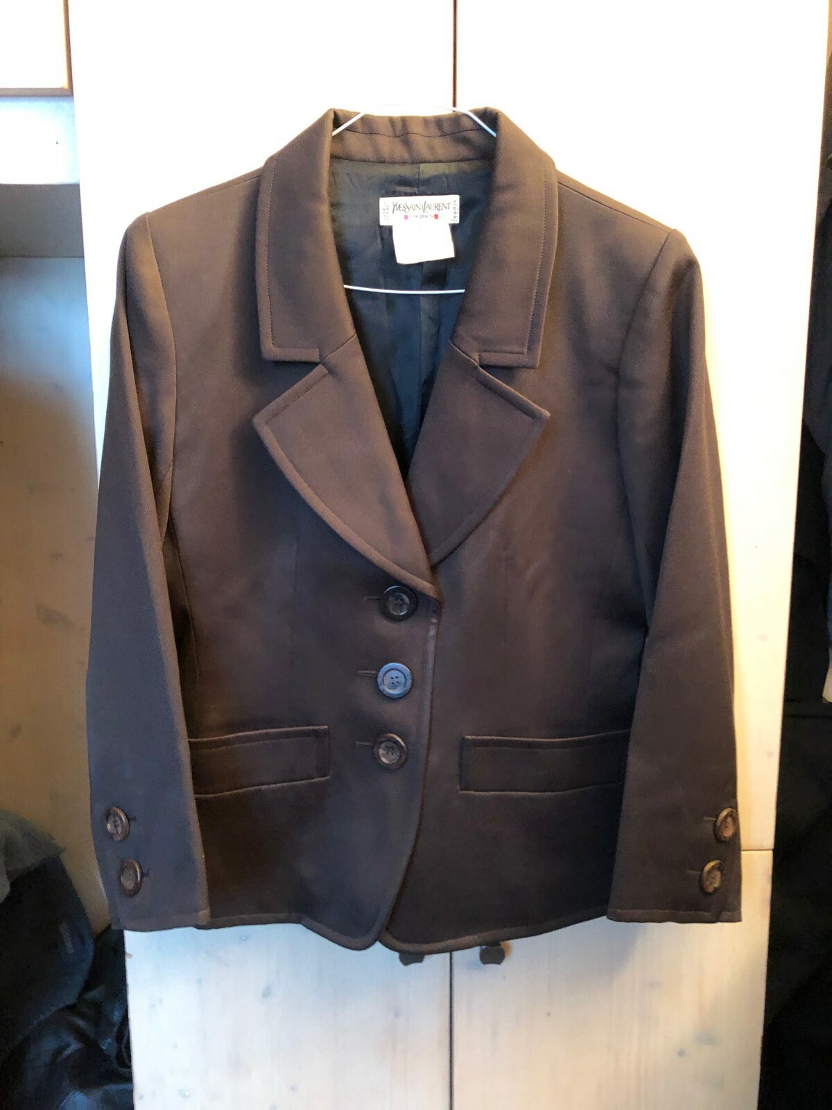 YVES SAINT LAURENT YSL RIVE GAUCHE LUSSO GIACCA CORTA BLAZER DARK BROWN FR 42