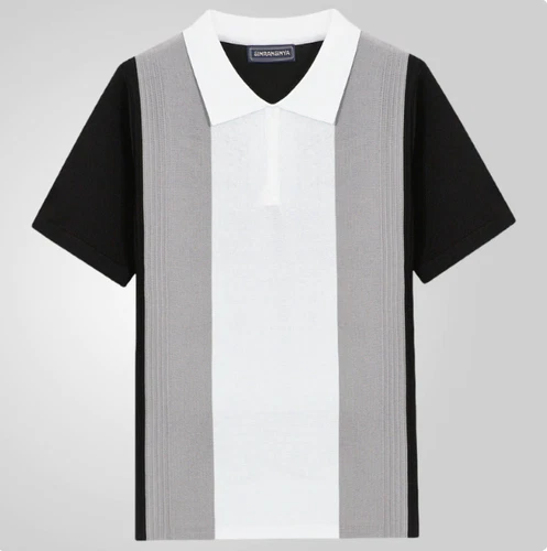 Men's Youth Fashion Multicolor Striped Turn Down Collar Casual T Shirt Tee 0545 - Foto 5 di 12