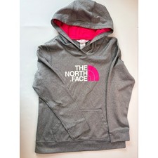 The North Face Hoodie Womens Gray Pink Logo P...